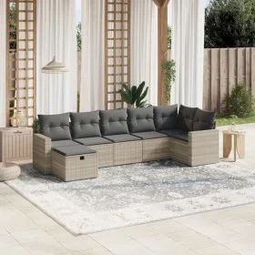 Set de sofás de jardín 7 pzas con cojines ratán PE gris claro by , Garden sets - Ref: Foro24-3263508, Price: 473,90 €, Discou...