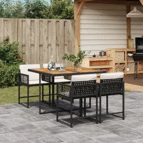 Set de muebles jardín 5 pzas con cojines ratán sintético negro by , Garden sets - Ref: Foro24-3211443, Price: 314,14 €, Disco...