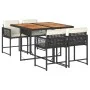 Set de muebles jardín 5 pzas con cojines ratán sintético negro by , Garden sets - Ref: Foro24-3211443, Price: 314,13 €, Disco...
