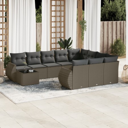 Set de sofás de jardín 11 pzas y cojines ratán sintético gris by , Garden sets - Ref: Foro24-3254269, Price: 813,77 €, Discou...