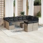 Gartensofagarnitur mit 13-teiligen Kissen aus grauem Kunststoff-Rattan. von , Gartensets - Ref: Foro24-3218442, Preis: 903,16...