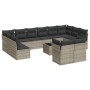 Gartensofagarnitur mit 13-teiligen Kissen aus grauem Kunststoff-Rattan. von , Gartensets - Ref: Foro24-3218442, Preis: 903,16...