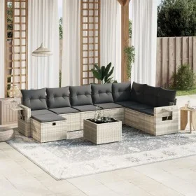 Garden furniture set 9 pieces and light gray synthetic rattan cushions by , Garden sets - Ref: Foro24-3263908, Price: 595,07 ...