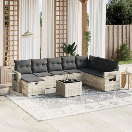 Garden furniture set 9 pieces and light gray synthetic rattan cushions by , Garden sets - Ref: Foro24-3263908, Price: 596,02 ...