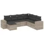 Set de sofás de jardín 7 pzas con cojines ratán PE gris claro by , Garden sets - Ref: Foro24-3255239, Price: 513,08 €, Discou...