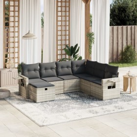 Set de sofás de jardín 7 pzas con cojines ratán PE gris claro by , Garden sets - Ref: Foro24-3263838, Price: 487,05 €, Discou...