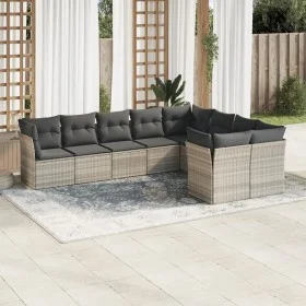 Gartenmöbel-Set 9-teilig mit Kissen aus hellem grauem Kunst-Rattan. von , Gartensets - Ref: Foro24-3218172, Preis: 624,51 €, ...