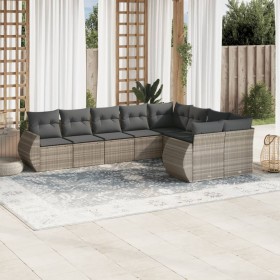 Set muebles jardín 9 pzas y cojines ratán sintético gris claro by , Modular outdoor sofas - Ref: Foro24-3221841, Price: 629,2...