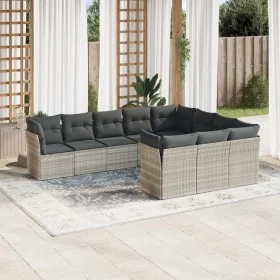Gartensofa-Set, 10-teilig, mit Kissen, aus hellem grauen Kunststoff-Rattan. von , Gartensets - Ref: Foro24-3218222, Preis: 69...