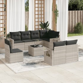 Gartenmöbel-Set 9-teilig mit Kissen aus hellem grauem Kunst-Rattan. von , Gartensets - Ref: Foro24-3220451, Preis: 649,12 €, ...