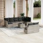 Set sofás jardín 10 pzas con cojines ratán sintético gris claro by , Garden sets - Ref: Foro24-3220631, Price: 662,27 €, Disc...