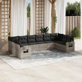 Set sofás jardín 10 pzas con cojines ratán sintético gris claro by , Garden sets - Ref: Foro24-3220671, Price: 688,64 €, Disc...