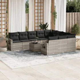 Gartensofa-Set 11-teilig mit grauen Kissen aus synthetischem Rattan von , Gartensets - Ref: Foro24-3220701, Preis: 739,99 €, ...