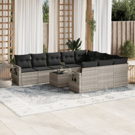 Set de sofás de jardín 11 pzas y cojines ratán sintético gris by , Garden sets - Ref: Foro24-3220701, Price: 753,66 €, Discou...