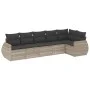 Set de sofás de jardín 6 pzas y cojines ratán sintético gris by , Garden sets - Ref: Foro24-3221391, Price: 445,20 €, Discoun...