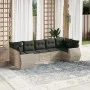 Set de sofás de jardín 7 pzas con cojines ratán PE gris claro by , Modular outdoor sofas - Ref: Foro24-3221791, Price: 528,66...
