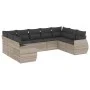 Set muebles jardín 9 pzas y cojines ratán sintético gris claro by , Modular outdoor sofas - Ref: Foro24-3221801, Price: 641,1...
