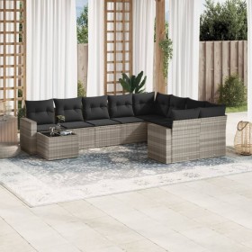Set sofás jardín 10 pzas con cojines ratán sintético gris claro de , Conjuntos de jardín - Ref: Foro24-3219452, Precio: 655,7...