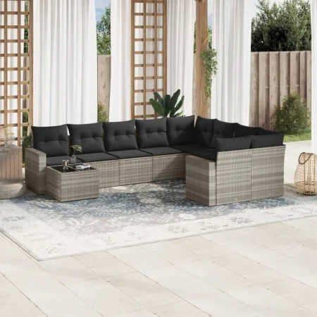 Set sofás jardín 10 pzas con cojines ratán sintético gris claro von , Gartensets - Ref: Foro24-3219452, Preis: 669,88 €, Raba...