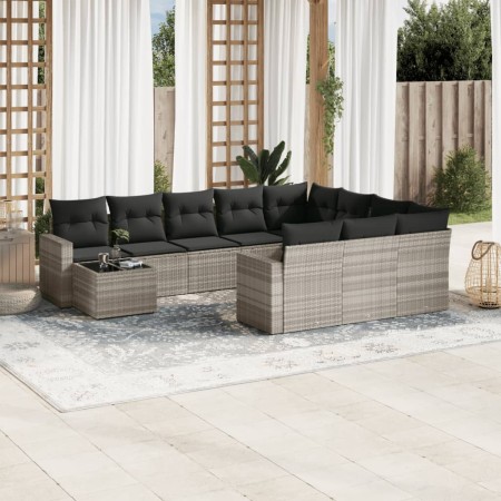 Set de sofás de jardín 11 pzas y cojines ratán sintético gris by , Garden sets - Ref: Foro24-3219522, Price: 747,99 €, Discou...