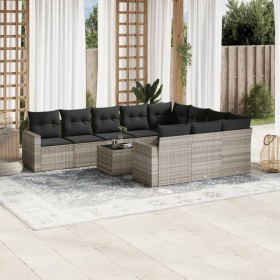 Set de sofás de jardín 11 pzas y cojines ratán sintético gris by , Garden sets - Ref: Foro24-3219492, Price: 747,99 €, Discou...