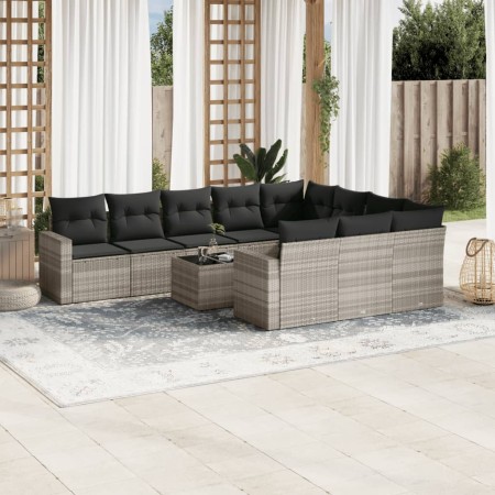 Set de sofás de jardín 11 pzas y cojines ratán sintético gris by , Garden sets - Ref: Foro24-3219492, Price: 747,99 €, Discou...