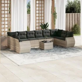 Set de sofás de jardín 11 pzas y cojines ratán sintético gris by , Modular outdoor sofas - Ref: Foro24-3221881, Price: 817,89...