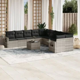 Set de sofás de jardín 11 pzas y cojines ratán sintético gris by , Garden sets - Ref: Foro24-3253059, Price: 759,07 €, Discou...