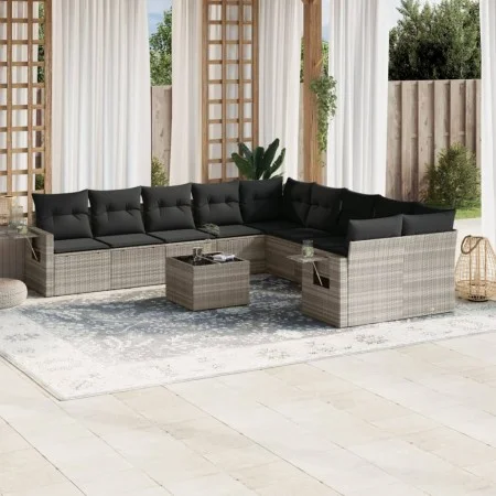 Set de sofás de jardín 11 pzas y cojines ratán sintético gris de , Conjuntos de jardín - Ref: Foro24-3253059, Precio: 759,23 ...
