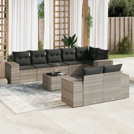 Gartenmöbel-Set 9-teilig mit Kissen aus hellem grauem Kunst-Rattan. von , Gartensets - Ref: Foro24-3255169, Preis: 698,55 €, ...