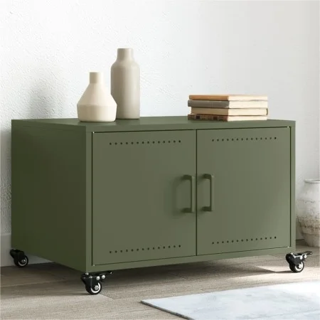 Olivenfarbener Couchtisch aus Stahl, 68x50x43,5 cm. von , Couchtisch - Ref: Foro24-846690, Preis: 67,35 €, Rabatt: %