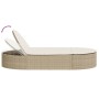 Doppel-Liegestuhl mit beigen Kunststoff-Rattan-Kissen. von , Liegen - Ref: Foro24-368650, Preis: 293,41 €, Rabatt: %