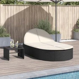 Tumbona doble con cojines ratán sintético negro by , Loungers - Ref: Foro24-368646, Price: 253,62 €, Discount: %