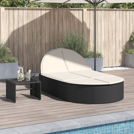 Tumbona doble con cojines ratán sintético negro by , Loungers - Ref: Foro24-368646, Price: 259,44 €, Discount: %