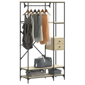 Perchero con estantes madera de ingeniería roble Sonoma by , Dresser Organizers and Bar Hangers - Ref: Foro24-847860, Price: ...