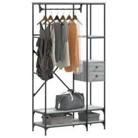 Perchero con estantes madera de ingeniería gris Sonoma by , Dresser Organizers and Bar Hangers - Ref: Foro24-847862, Price: 1...