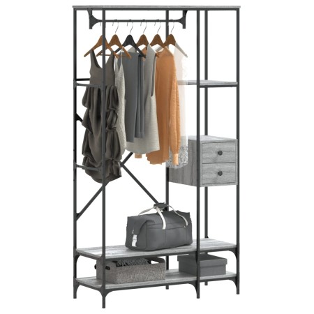 Perchero con estantes madera de ingeniería gris Sonoma von , Kommoden-Organizer und Bar-Kleiderbügel - Ref: Foro24-847862, Pr...