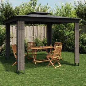 Pavillon mit doppeltem Dach aus anthrazitgrauem Stoff, 2,94x2,94 m. von , Zelte und Pavillons - Ref: Foro24-368445, Preis: 34...