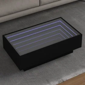 Mittelkonsole mit LED-Beleuchtung, schwarzes Ingenieurholz, 90x50x30 cm. von , Couchtisch - Ref: Foro24-847519, Preis: 148,41...