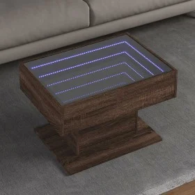 Mesa de centro y LED madera ingeniería marrón roble 70x50x45 cm by , Coffee table - Ref: Foro24-847538, Price: 120,24 €, Disc...