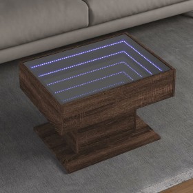 Mittel- und LED-Tisch aus braunem Eichenfurnierholz, 70x50x45 cm. von , Couchtisch - Ref: Foro24-847538, Preis: 122,09 €, Rab...