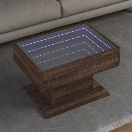 Mesa de centro y LED madera ingeniería marrón roble 70x50x45 cm by , Coffee table - Ref: Foro24-847538, Price: 120,24 €, Disc...