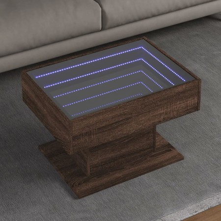 Mesa de centro y LED madera ingeniería marrón roble 70x50x45 cm by , Coffee table - Ref: Foro24-847538, Price: 122,09 €, Disc...