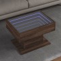 Mesa de centro y LED madera ingeniería marrón roble 70x50x45 cm by , Coffee table - Ref: Foro24-847538, Price: 122,09 €, Disc...