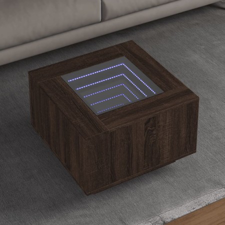 Mesa de centro y LED madera ingeniería marrón roble 60x60x40 cm by , Coffee table - Ref: Foro24-847573, Price: 118,93 €, Disc...