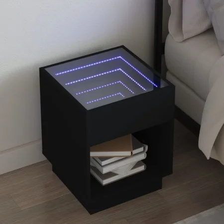 Mesita de noche con Infinity LED negra 40x40x50 cm de , Mesitas de noche - Ref: Foro24-3284078, Precio: 68,18 €, Descuento: %