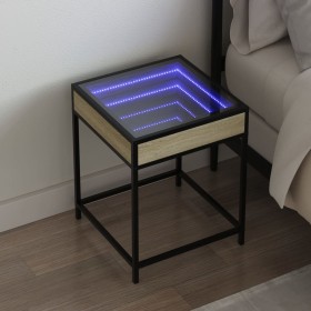 Mesita de noche con Infinity LED roble Sonoma 40x40x51 cm de , Mesitas de noche - Ref: Foro24-3284092, Precio: 59,31 €, Descu...