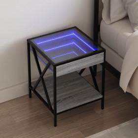 Mesa de centro con Infinity LED gris Sonoma 40x40x49 cm by , Nightstands - Ref: Foro24-3284099, Price: 68,24 €, Discount: %