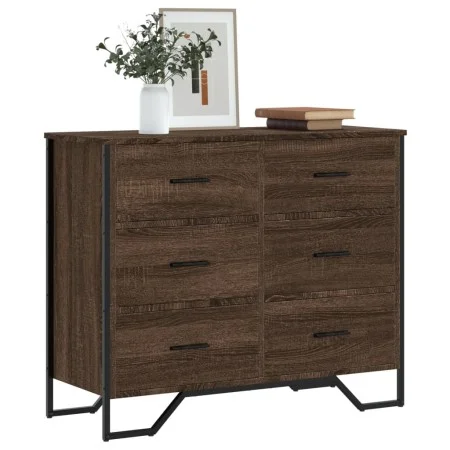 Engineered wood brown oak chest of drawers 91x35.5x74.5 cm by , Drawers - Ref: Foro24-3295306, Price: 123,66 €, Discount: %