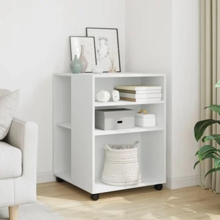 Mesa auxiliar con ruedas madera ingeniería blanco 55x60x78 cm by , Filing cabinets - Ref: Foro24-853155, Price: 87,59 €, Disc...